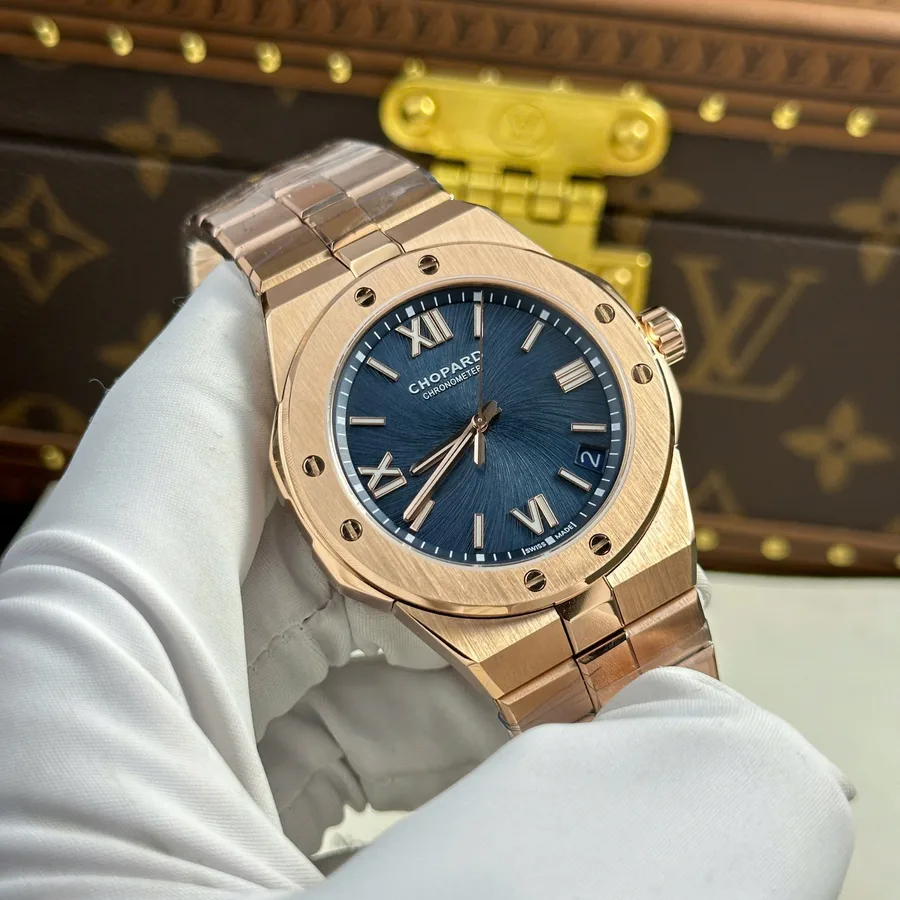 Chopard Alpine Eagle Large 295363-5001 Rose Gold Blue Dial Replica GH Factory 41mm Super Clone Watch - Angle 2 - Jack Watches USA