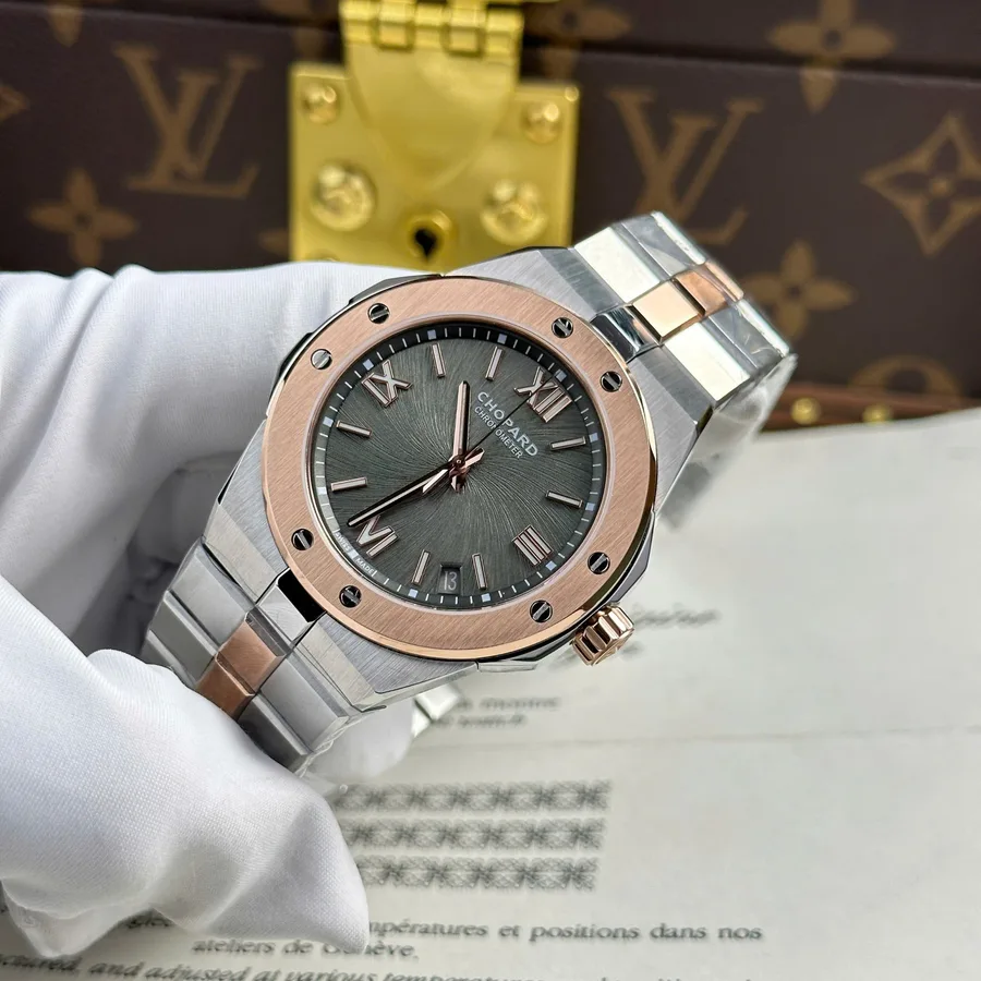 Chopard Alpine Eagle Large 298600-6001 Two Tone Rose Gold Grey Dial Best Copy GH Factory 41mm Super Clone Watch - Angle 3 - Jack Watches USA