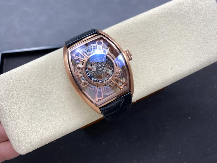 Franck Muller Curvex CX Grand Central Tourbillon Rose Gold Skeleton Dial 36 x 53.1mm