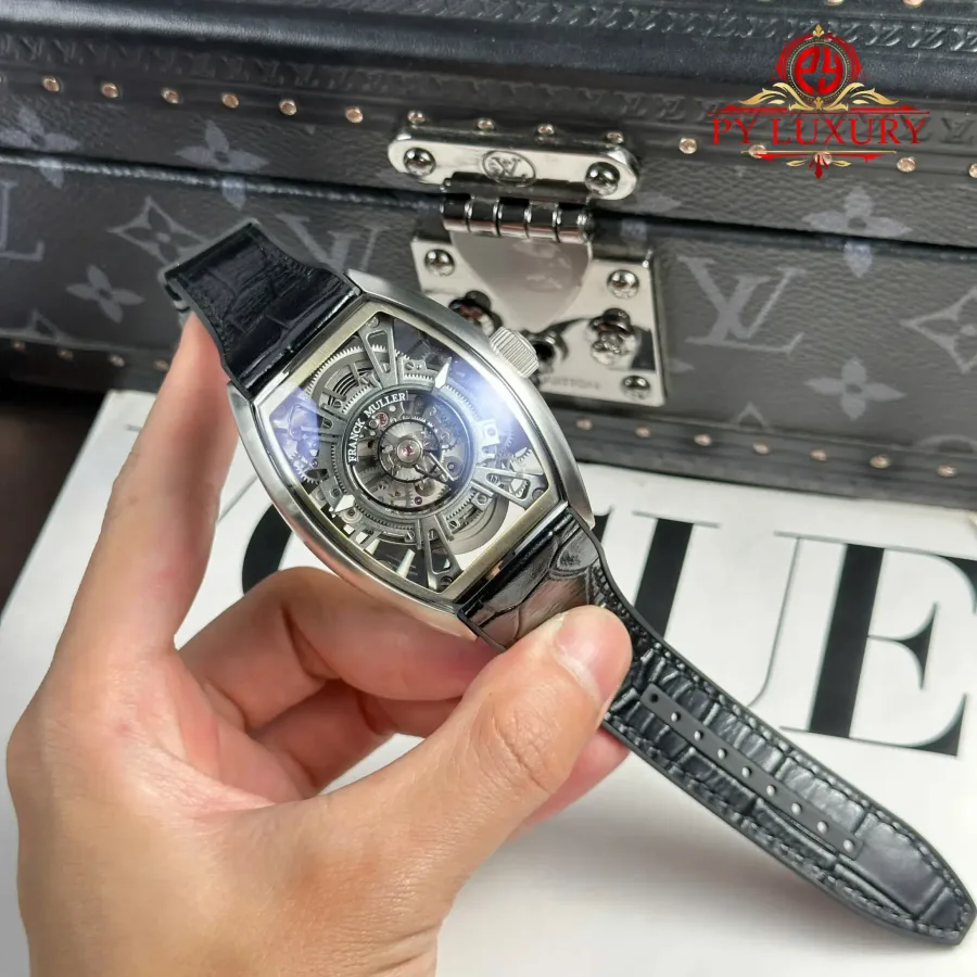 Franck Muller Curvex CX Grand Central Tourbillon Skeleton Dial 36 x 53.1mm Super Clone Watch - Angle 2 - Jack Watches USA