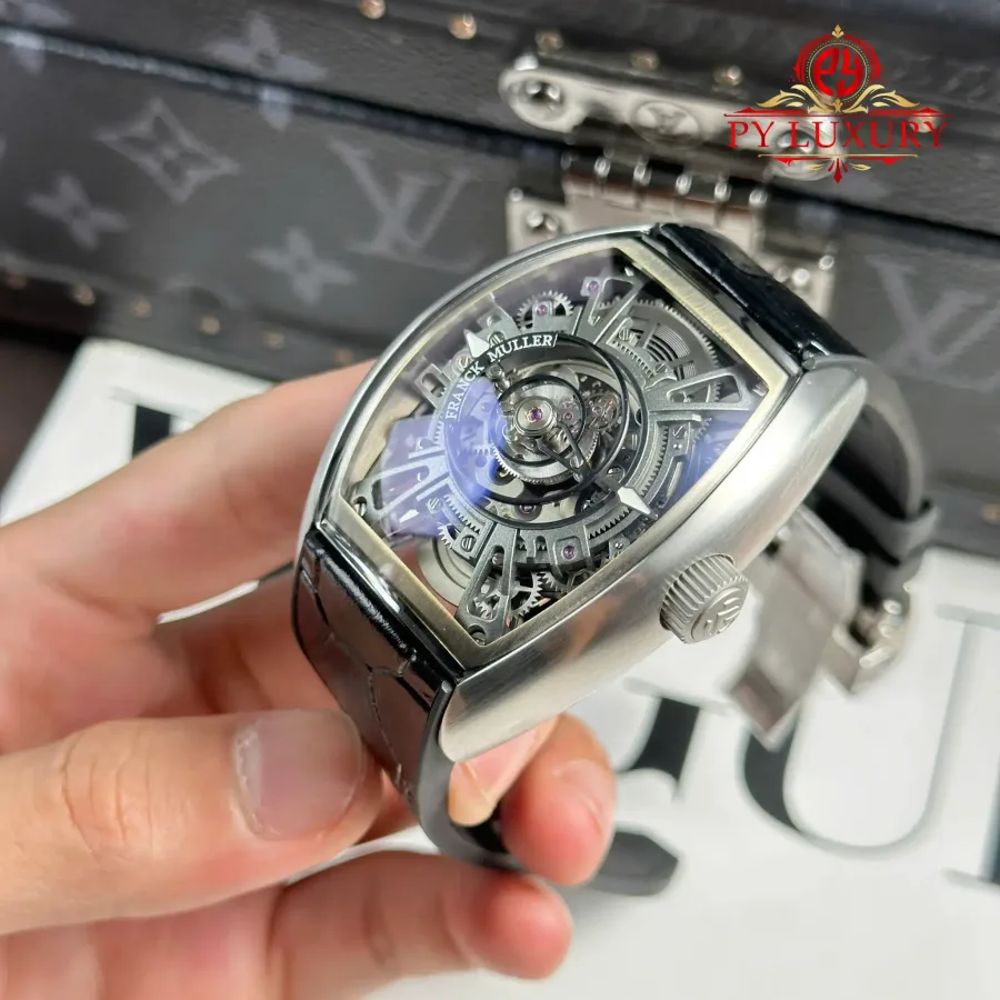 Franck Muller Curvex CX Grand Central Tourbillon Skeleton Dial 36 x 53.1mm Super Clone Watch - Angle 3 - Jack Watches USA