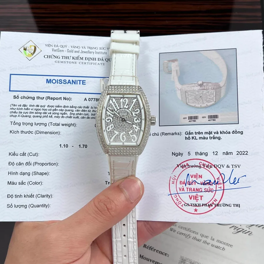 Franck Muller Vanguard White Custom Full Moissanite ABF 32mm