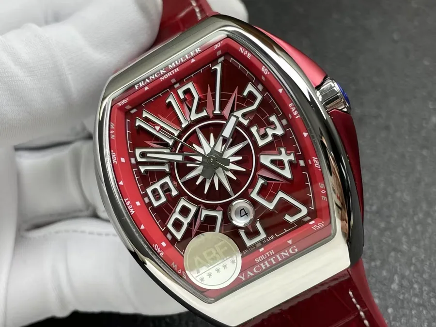 Franck Muller Vanguard Automatic Yachting Burgundy ABF 45mm Super Clone Watch - Angle 2 - Jack Watches USA