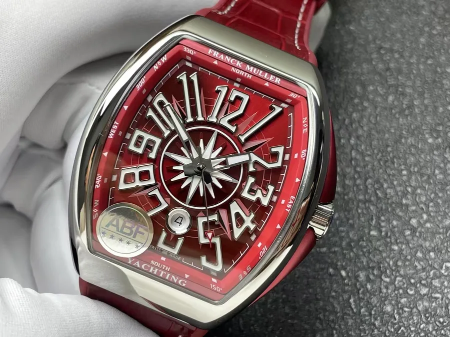 Franck Muller Vanguard Automatic Yachting Burgundy ABF 45mm Super Clone Watch - Angle 3 - Jack Watches USA