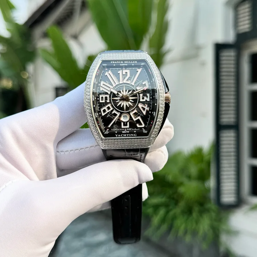 Franck Muller Vanguard Black Dial Diamonds CZ Stones Replica ABF 45mm