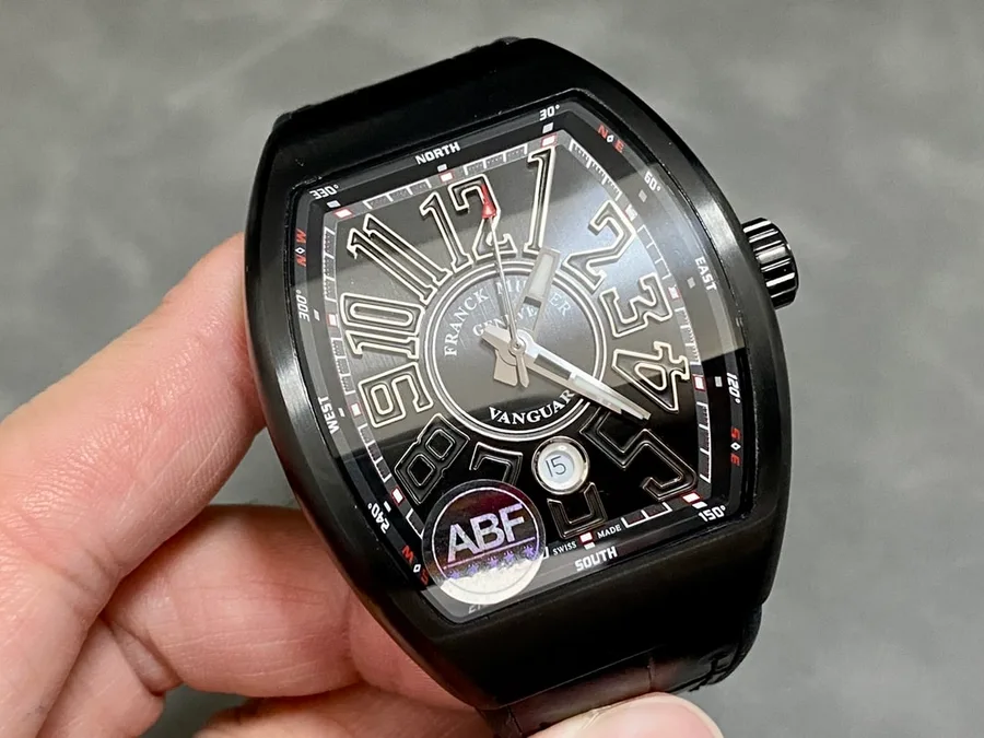Franck Muller Vanguard Ceramic Black Dial ABF 45mm Super Clone Watch - Angle 2 - Jack Watches USA