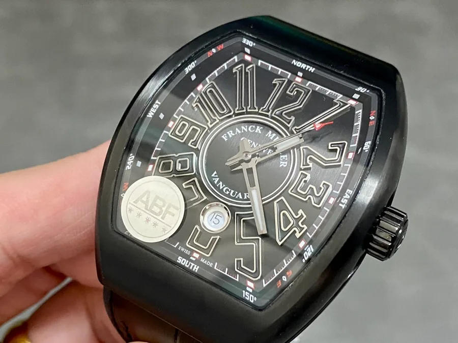 Franck Muller Vanguard Ceramic Black Dial ABF 45mm Super Clone Watch - Angle 3 - Jack Watches USA