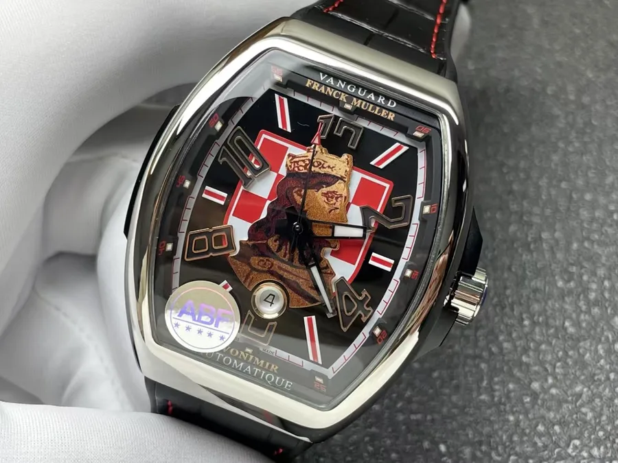 Franck Muller Vanguard Croatia ZVONIMIR Steel Leather Strap Best Copy ABF 45mm Super Clone Watch - Angle 3 - Jack Watches USA