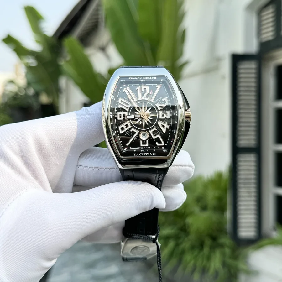 Franck Muller Vanguard Yachting Black Dial Leather Strap Replica ABF 45mm