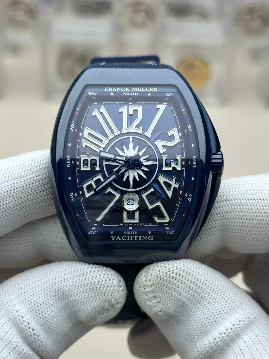 Franck Muller Vanguard Yachting Ceramic Blue Dial White Arabic Numerals ABF 45mm