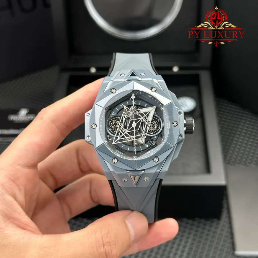 Hublot Big Bang Sang Bleu II Grey Ceramic Rubber Strap 45mm