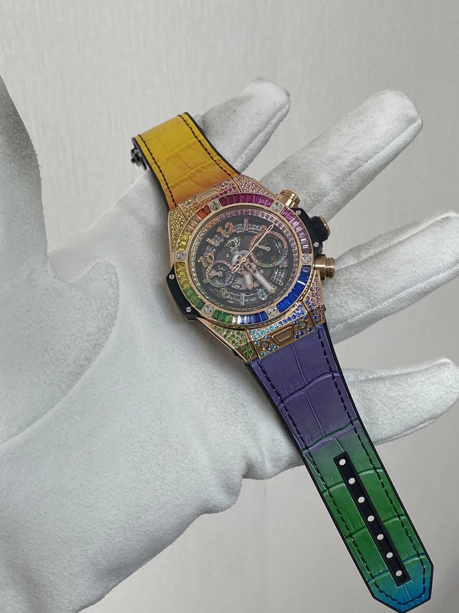 Hublot Big Bang Unico King Gold Rainbow Leather Strap 45mm