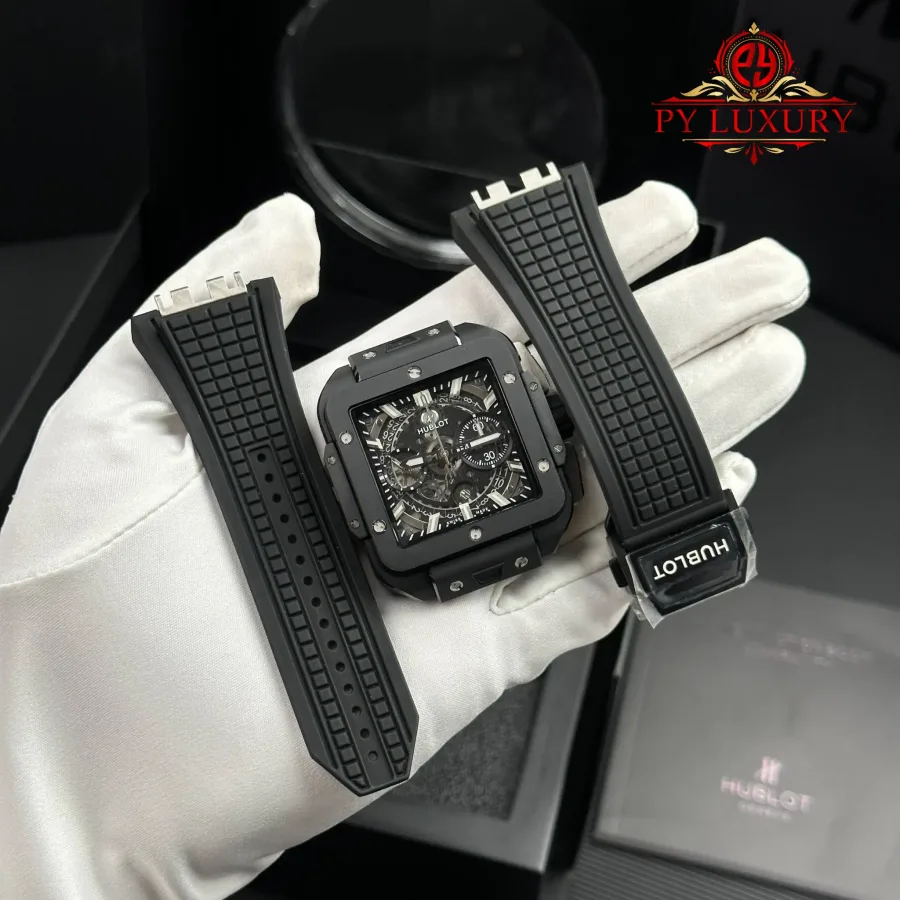 Hublot Square Bang Unico Black Magic Ceramic Case Best Quality Replica 42mm Super Clone Watch - Angle 2 - Jack Watches USA