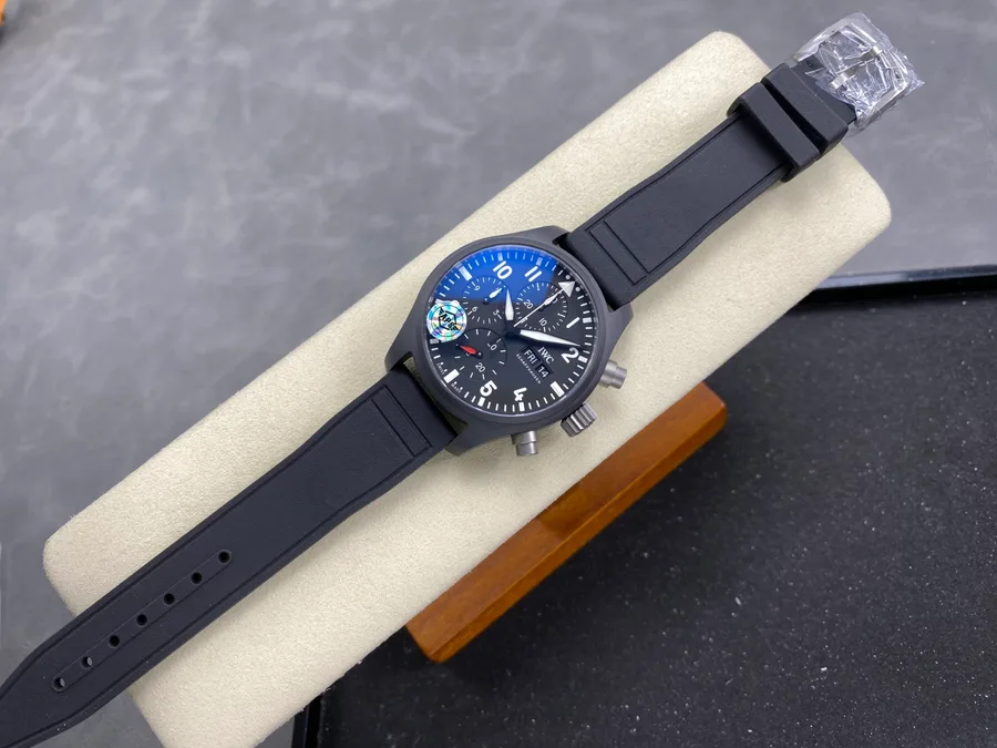 IWC Pilot Chronograph IW389401 TOP GUN Black Ceramic Rubber Strap APSF 42mm