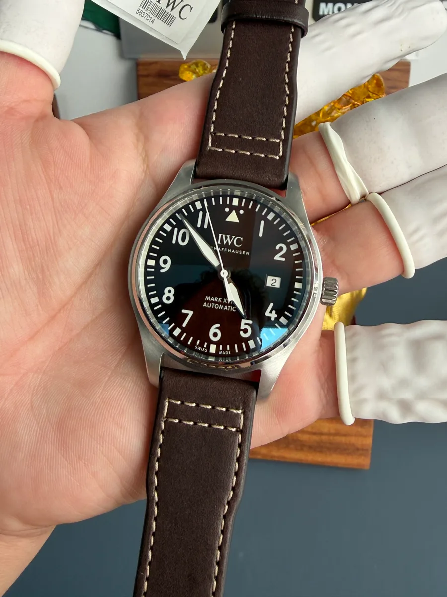 IWC Pilot Mark XVIII Edition IW327003 Brown Dial Leather Strap 40mm Super Clone Watch - Angle 2 - Jack Watches USA