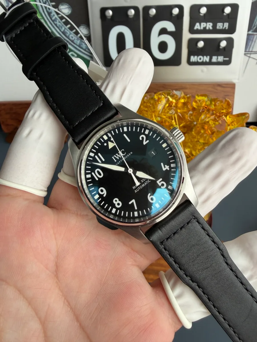 IWC Pilot Mark XVIII IW327001 Black Arabic Dial Leather Strap 40mm Super Clone Watch - Angle 2 - Jack Watches USA