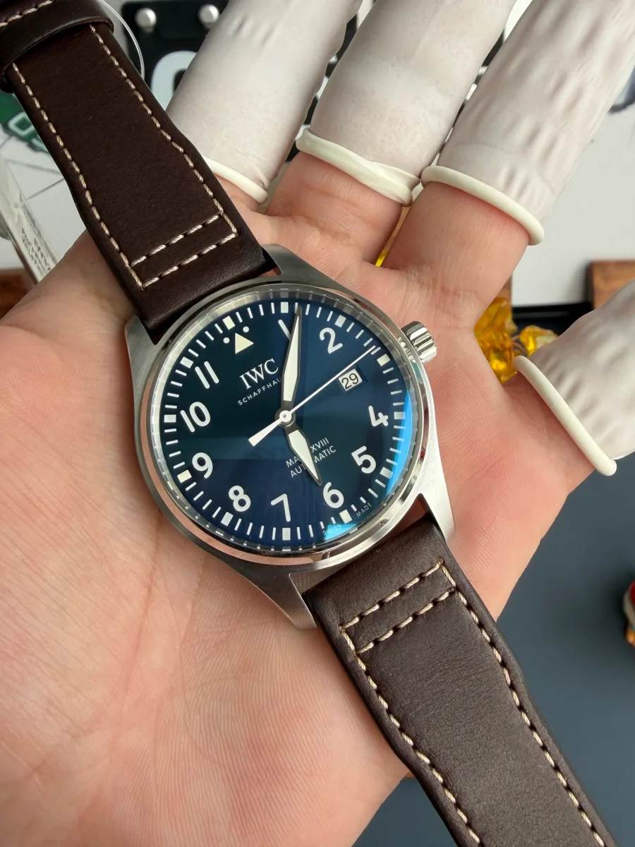 IWC Pilot Mark XVIII Le Petit Prince IW327004 Blue Dial Leather Strap 40mm Super Clone Watch - Angle 2 - Jack Watches USA
