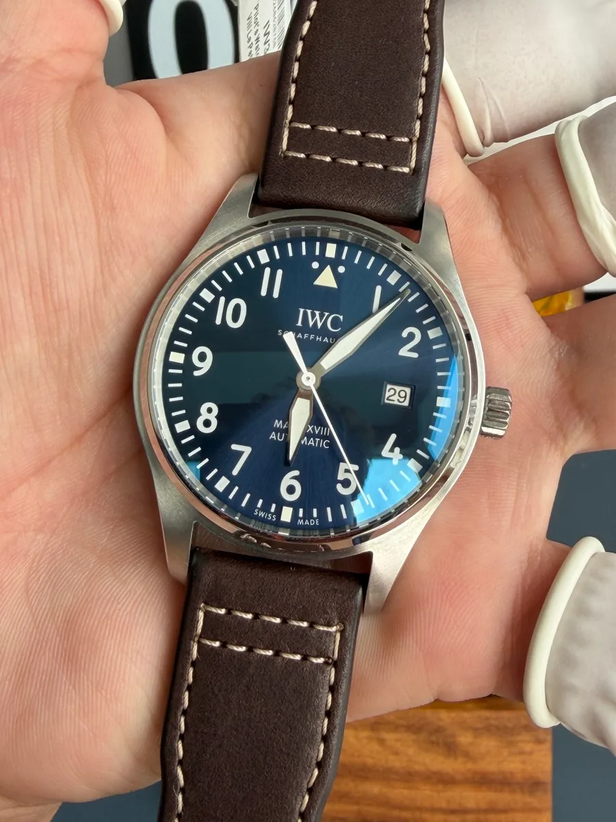 IWC Pilot Mark XVIII Le Petit Prince IW327004 Blue Dial Leather Strap 40mm Super Clone Watch - Angle 3 - Jack Watches USA