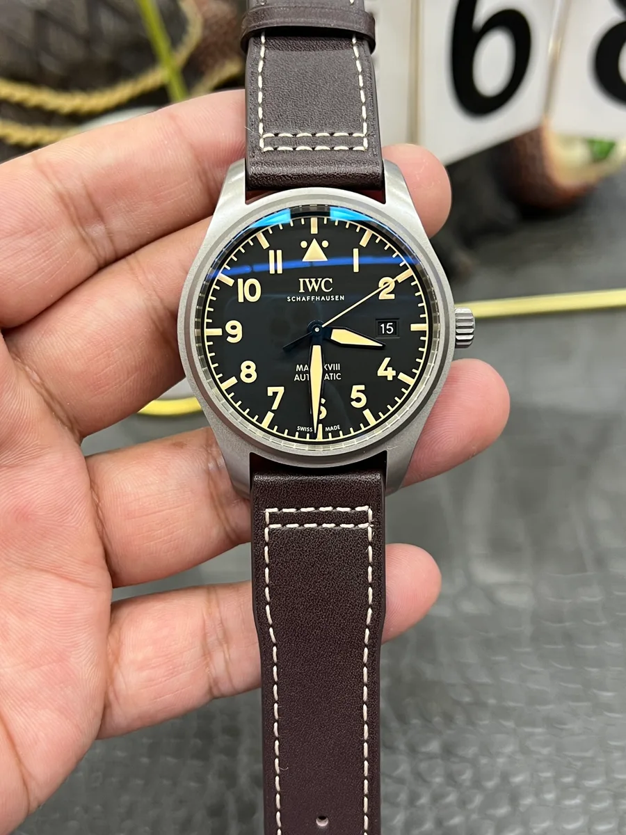 IWC Pilot’s Watch Mark XVIII Heritage IW3270-06 Titanium Black Dial Brown Leather Band 40mm
