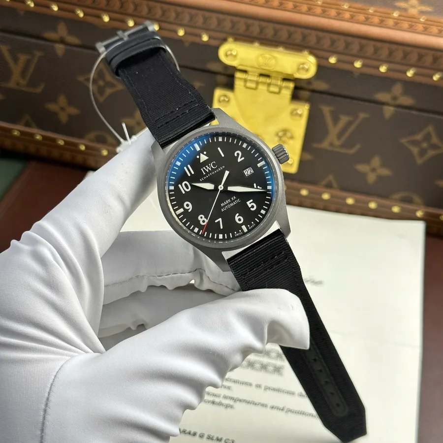 IWC Pilot’s Watch Mark XX Patrouille Suisse IW328209 Titanium Grey Dial Factory 41mm Super Clone Watch - Angle 2 - Jack Watches USA