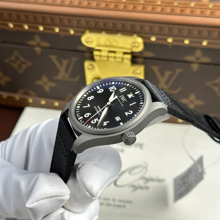 IWC Pilot’s Watch Mark XX Patrouille Suisse IW328209 Titanium Grey Dial Factory 41mm Super Clone Watch - Angle 3 - Jack Watches USA