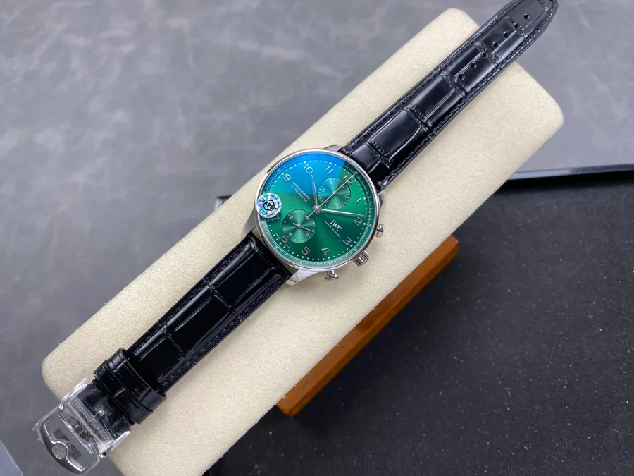 IWC Portugieser IW371615 Chronograph Green Dial Leather Strap APSF 41mm