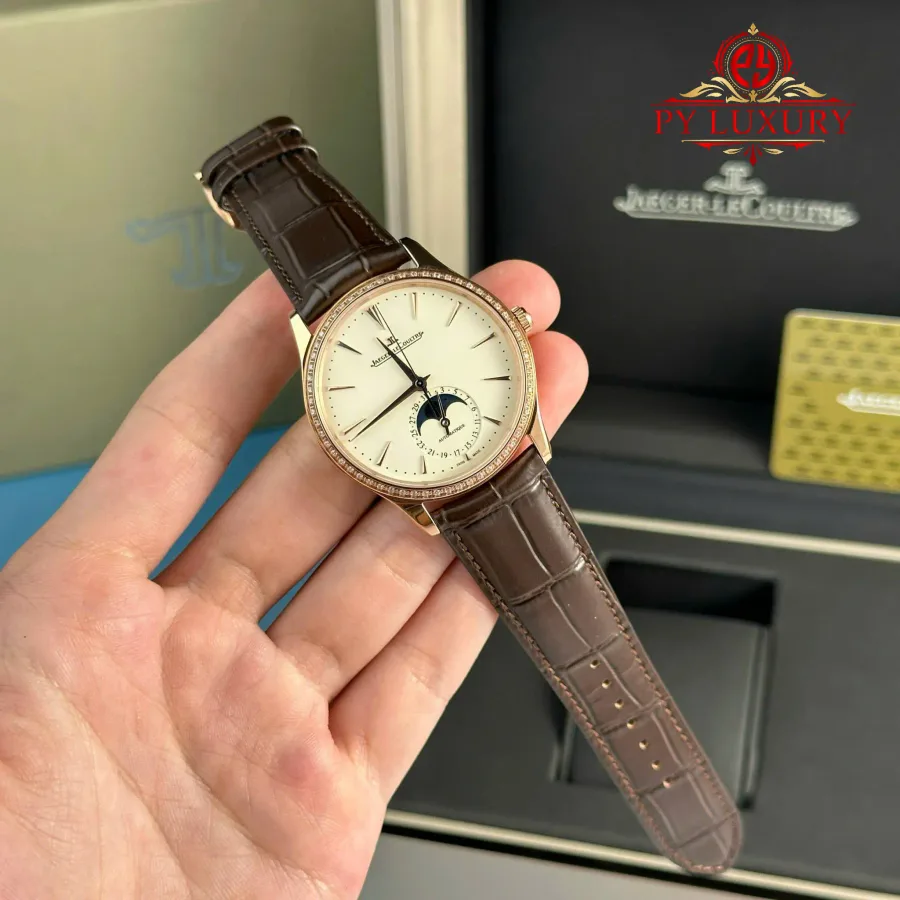 Jaeger-LeCoultre Master Ultra Thin Moon Q1362503 Rose Gold White Dial Diamond Bezel APSF 39mm