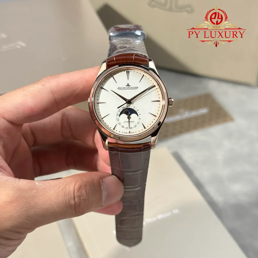 Jaeger-LeCoultre Master Ultra Thin Moonphase Q1362510 Rose Gold Brown Leather Strap 39mm