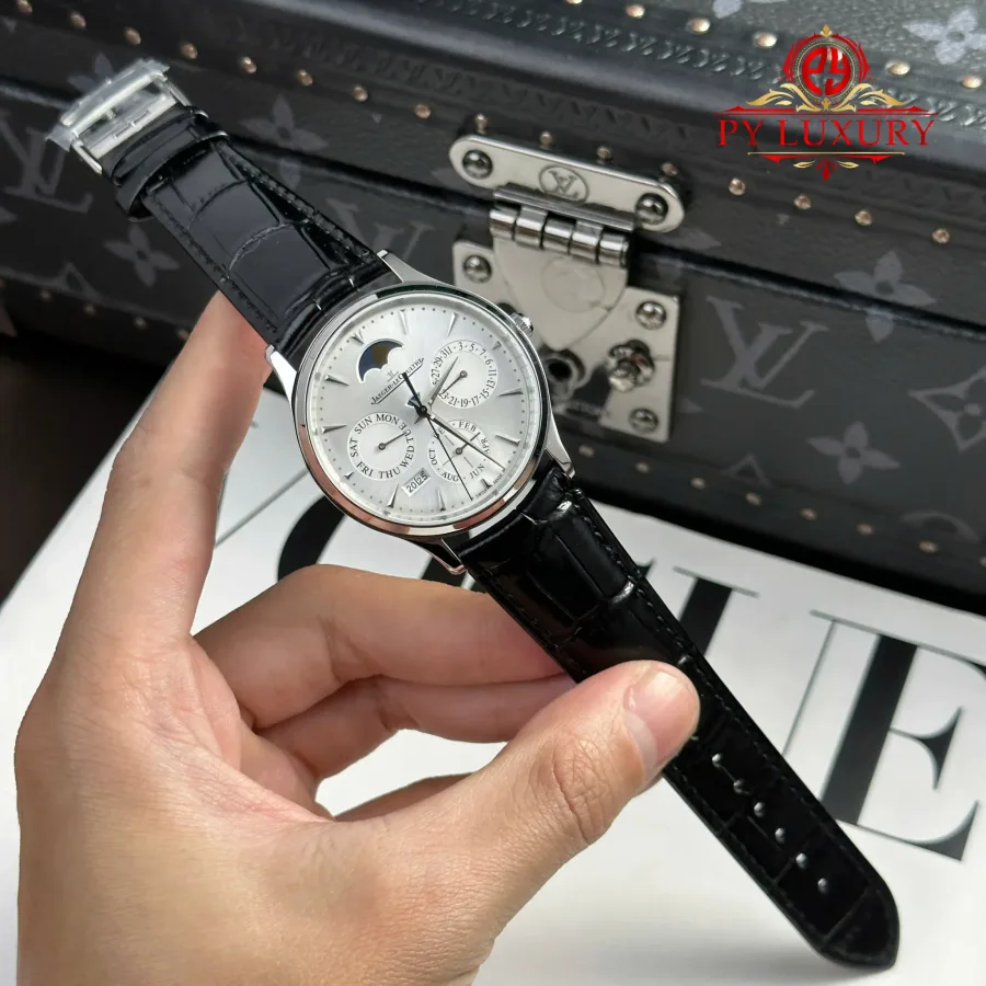 Jaeger LeCoultre Master Ultra Thin Perpetual Calendar 130842J Silver Dial VR Factory 39mm Super Clone Watch - Angle 2 - Jack Watches USA