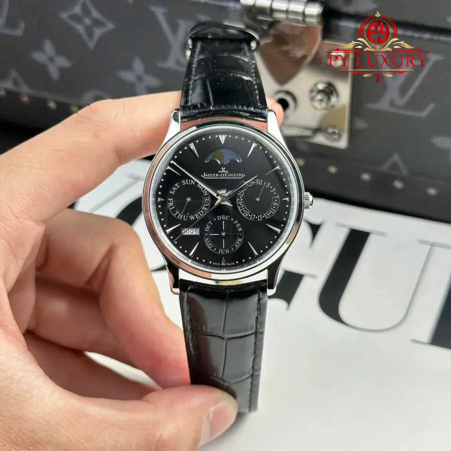 Jaeger LeCoultre Master Ultra Thin Perpetual Calendar Black Dial Leather Strap VR Factory 39mm