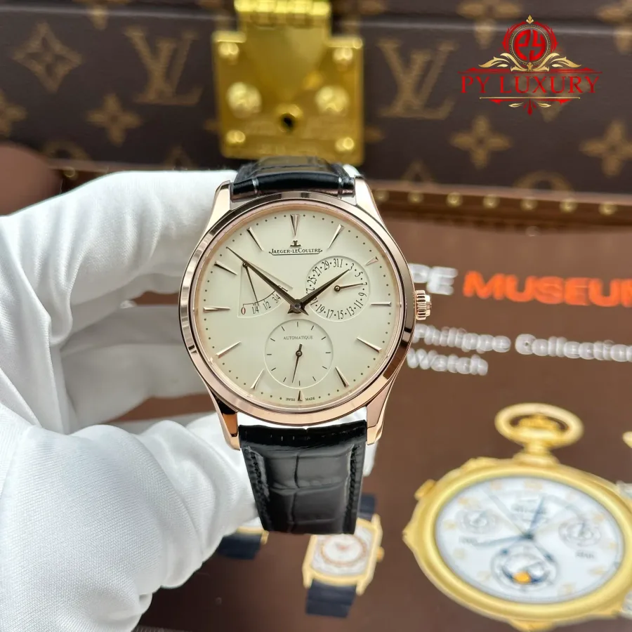 Jaeger Lecoultre Master Ultra Thin Power Reserve Q1372510 Pink Gold Eggshell Beige Dial APSF 39mm
