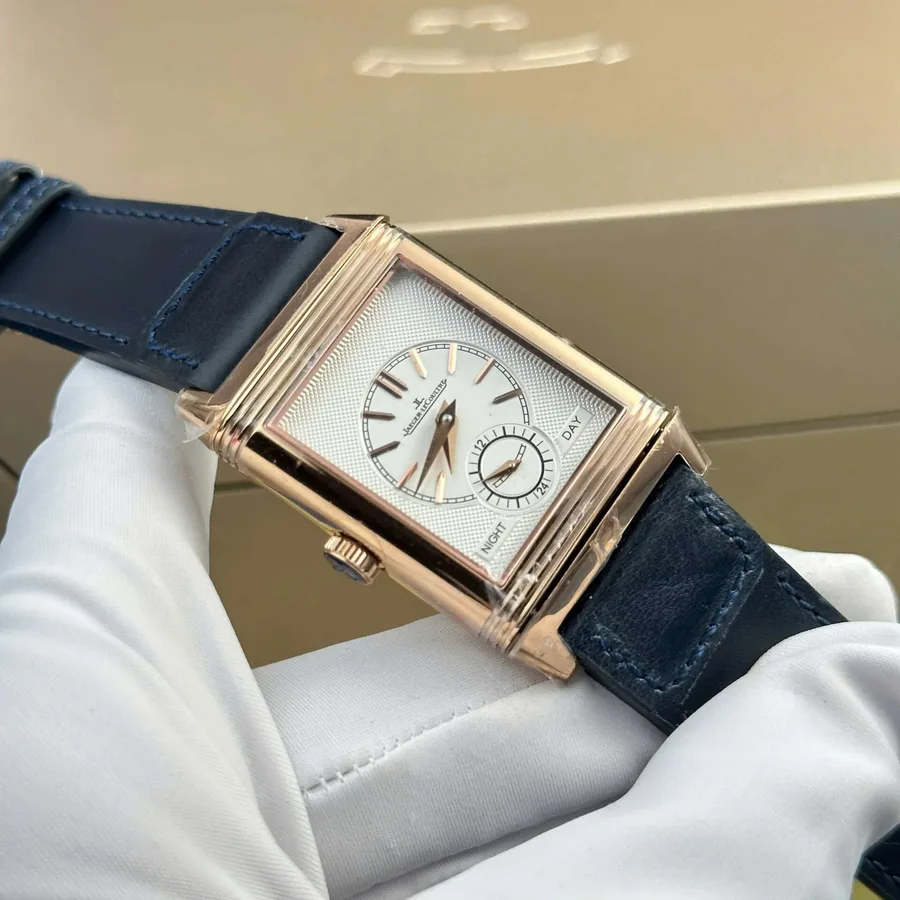 Jaeger-LeCoultre Reverso Tribute Duoface Small Seconds Q398258J Blue Dial MGF 47×28.3mm Super Clone Watch - Angle 2 - Jack Watches USA