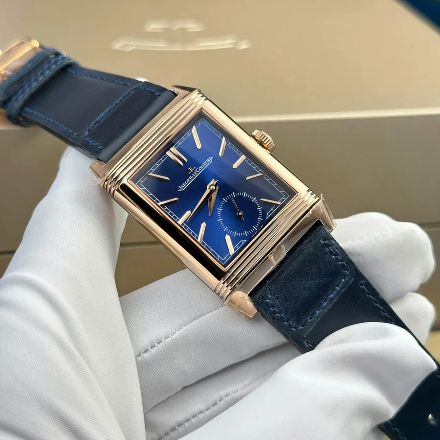 Jaeger-LeCoultre Reverso Tribute Duoface Small Seconds Q398258J Blue Dial MGF 47×28.3mm Super Clone Watch - Angle 3 - Jack Watches USA