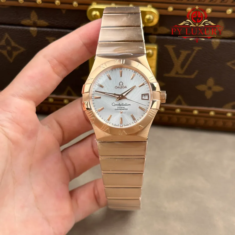 Omega Constellation 123.50.38.21.02.001 Red Gold Silver Dial 38mm