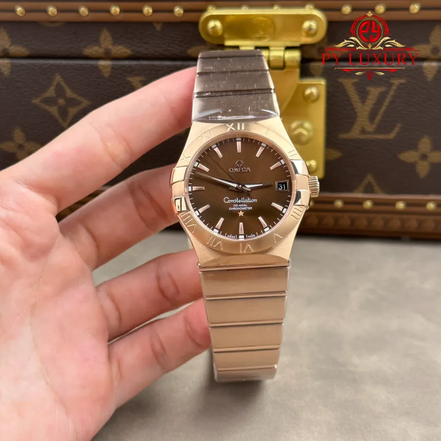 Omega Constellation 123.50.38.21.13.001 Red Gold Brown Dial 38mm