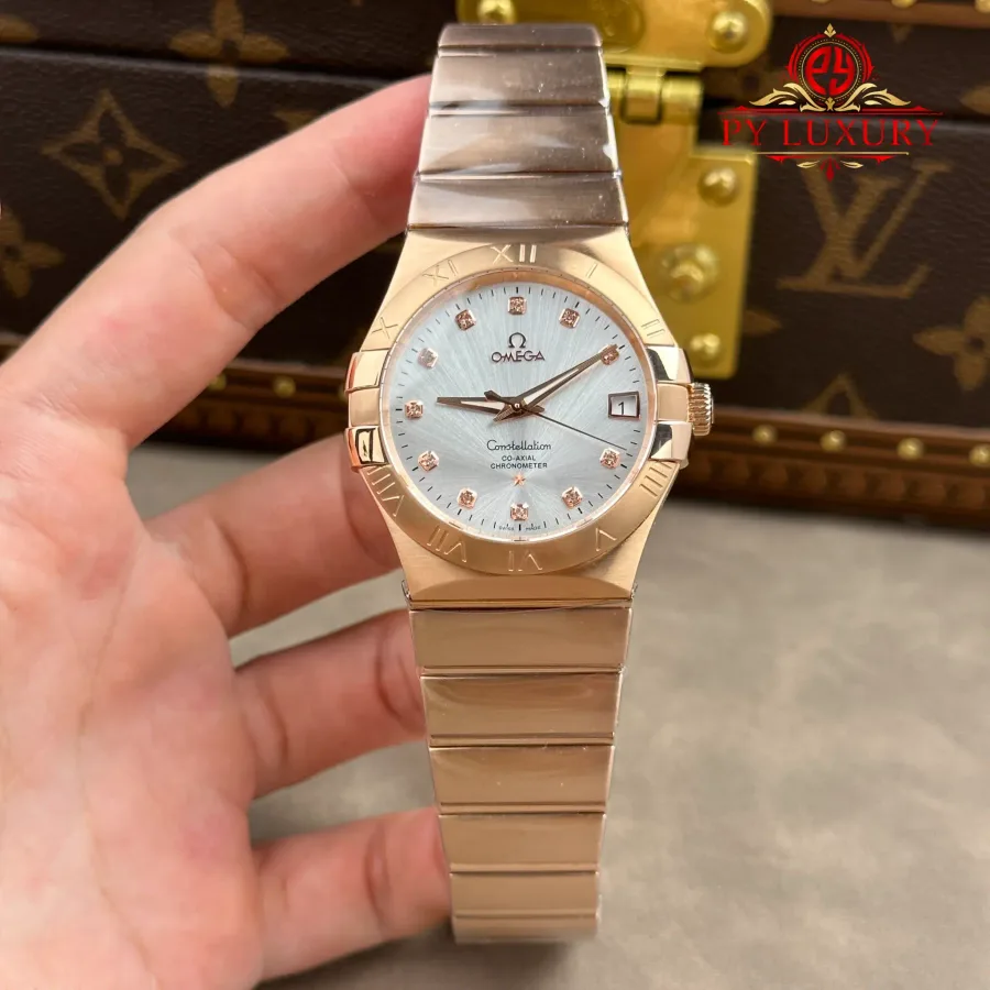 Omega Constellation 123.50.38.21.52.001 Red Gold Silver Diamond Dial 38mm