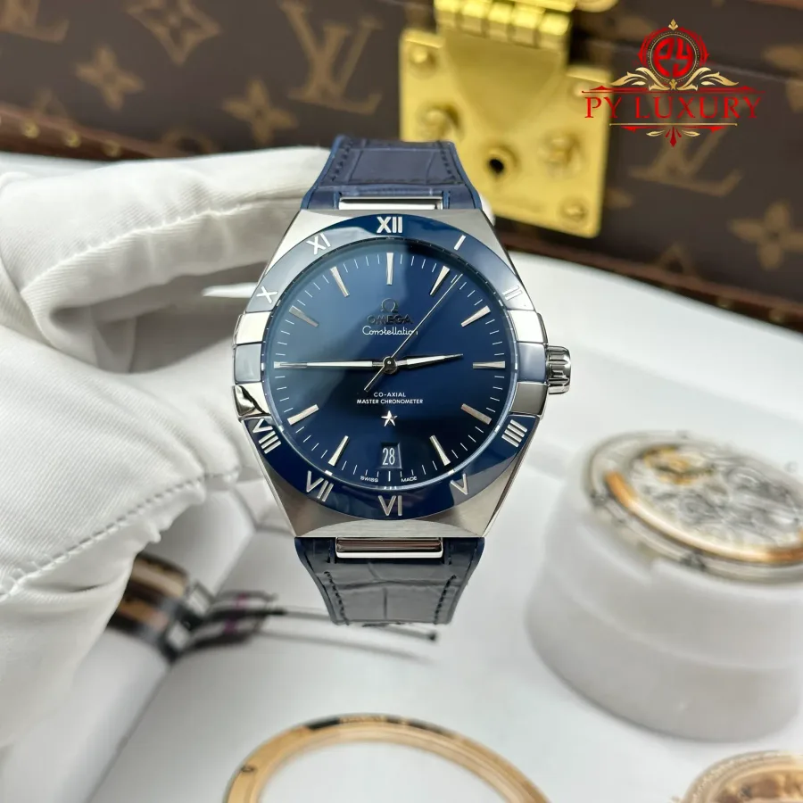 Omega Constellation Chronometer 131.33.41.21.03.001 Blue Dial Leather Strap 41mm