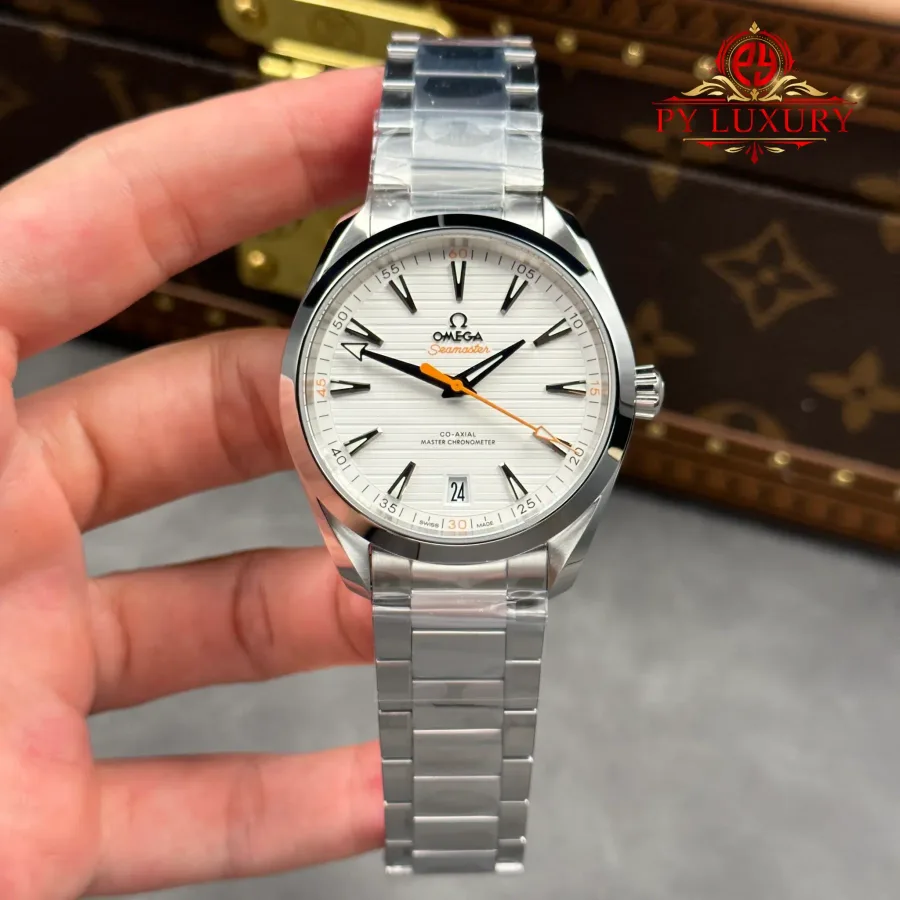 Omega Seamaster Aqua Terra Co-Axial Master Chronometer White Dial Orange Hand 41mm