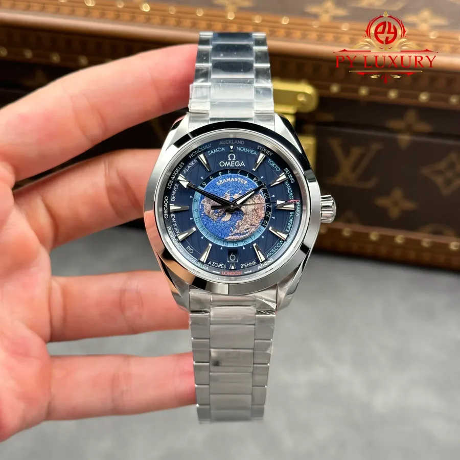 Omega Seamaster Aqua Terra Worldtimer Blue Dial Steel Bracelet 43mm
