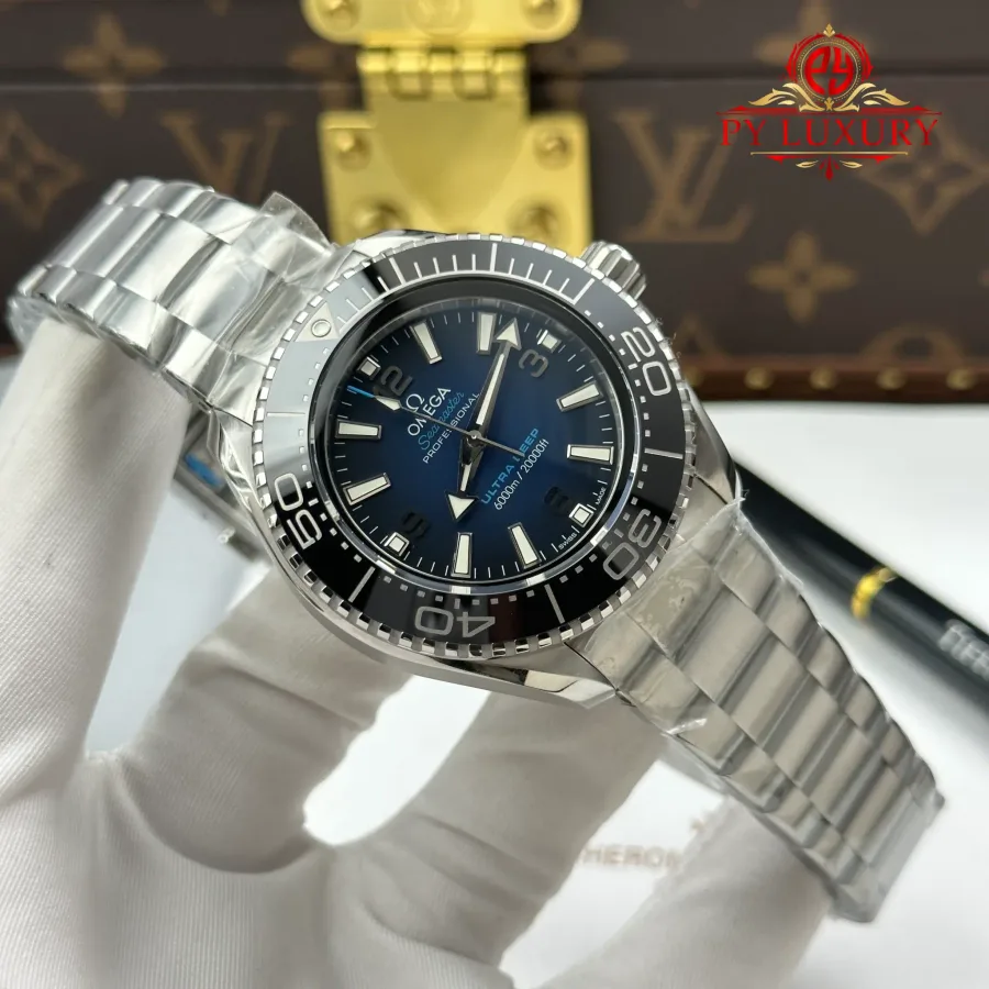 Omega Seamaster Planet Ocean 6000M Ultra Deep Blue Dial 45.5mm Super Clone Watch - Angle 2 - Jack Watches USA