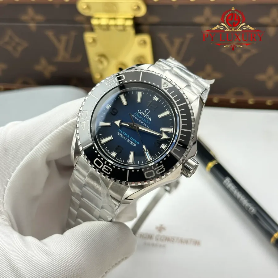 Omega Seamaster Planet Ocean 6000M Ultra Deep Blue Dial 45.5mm Super Clone Watch - Angle 3 - Jack Watches USA