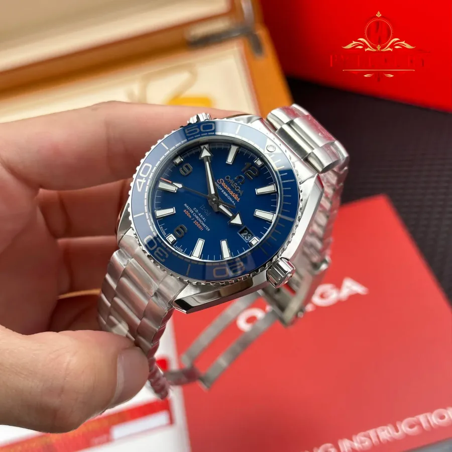 Omega Seamaster Planet Ocean 600m 215.30.40.20.03.001 Steel Blue Dial 39.5mm Super Clone Watch - Angle 3 - Jack Watches USA