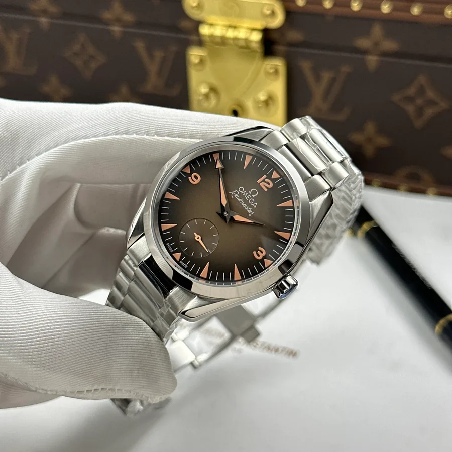 Omega Seamaster Railmaster 235.10.38.20.13.001 Steel Brown Dial 38mm Super Clone Watch - Angle 3 - Jack Watches USA
