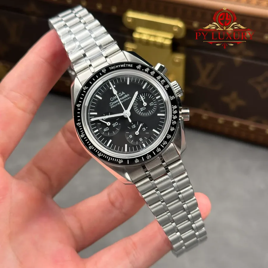 Omega Speedmaster Moonwatch Professional 310.30.42.50.01.002 Black Dial 42mm Super Clone Watch - Angle 2 - Jack Watches USA
