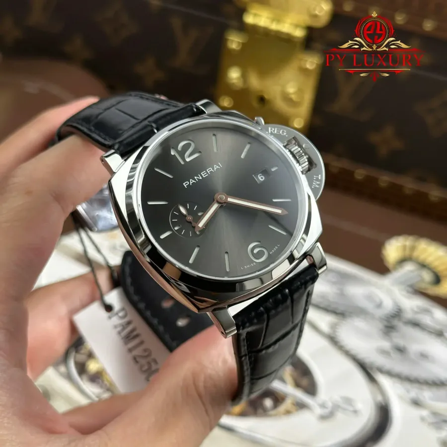 Panerai Luminor Due PAM1250 Grey Dial Leather Strap 42mm Super Clone Watch - Angle 2 - Jack Watches USA
