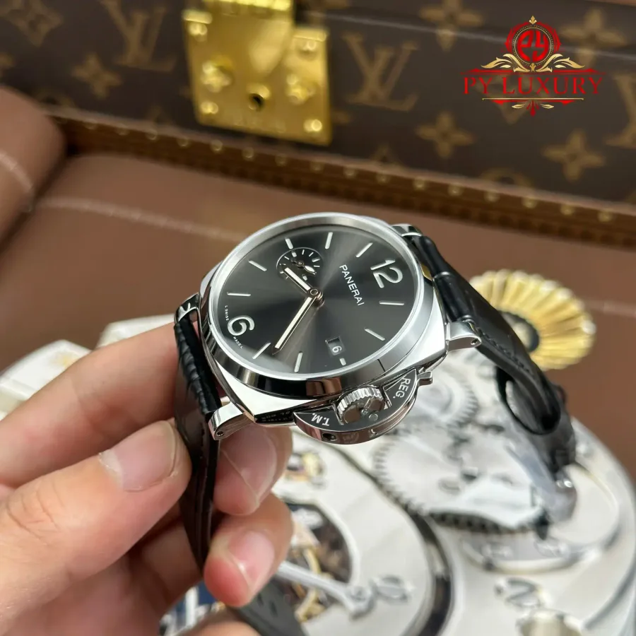 Panerai Luminor Due PAM1250 Grey Dial Leather Strap 42mm Super Clone Watch - Angle 3 - Jack Watches USA