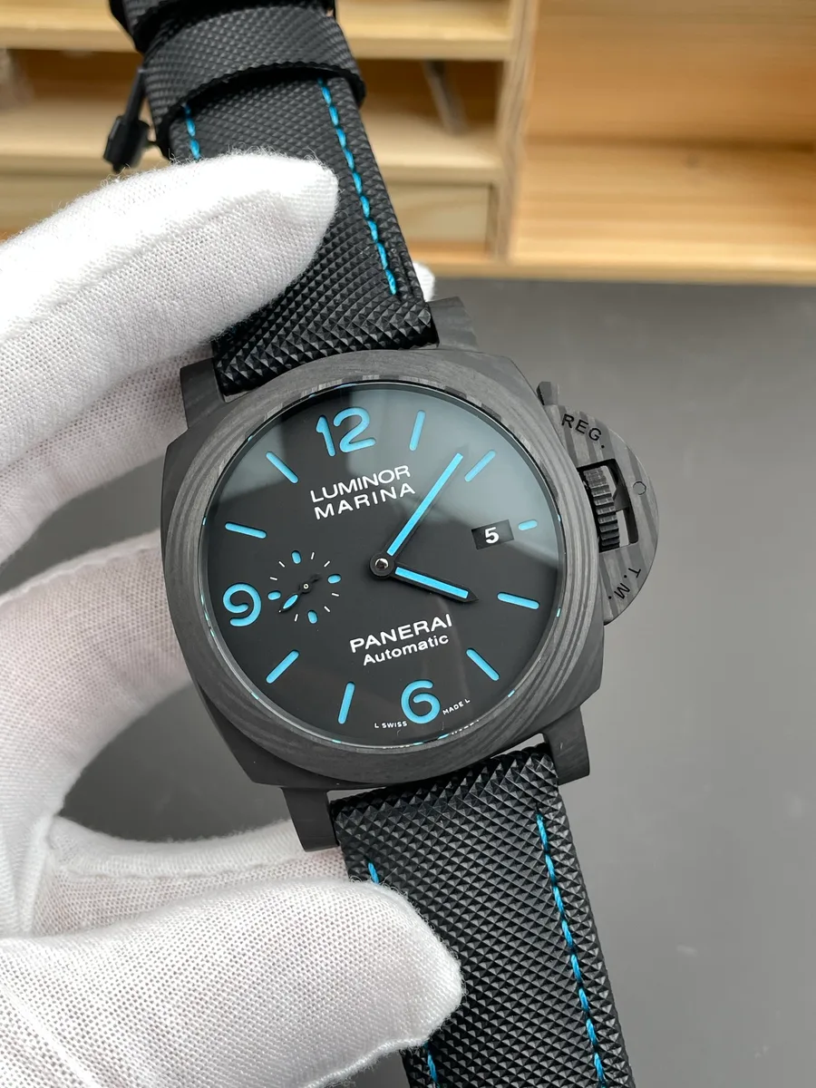 Panerai Luminor Marina PAM1661 Carbotech Black Dial 44mm Super Clone Watch - Angle 2 - Jack Watches USA