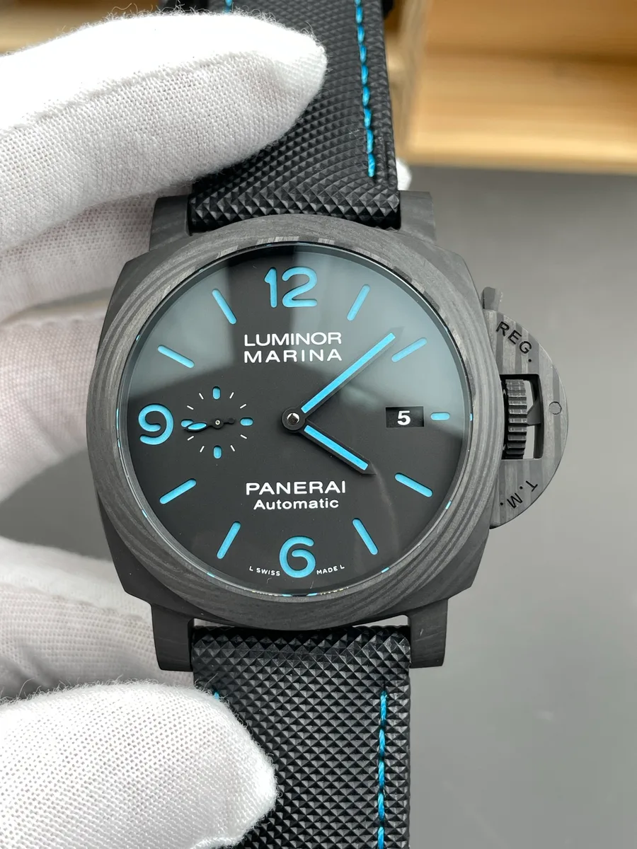 Panerai Luminor Marina PAM1661 Carbotech Black Dial 44mm Super Clone Watch - Angle 3 - Jack Watches USA