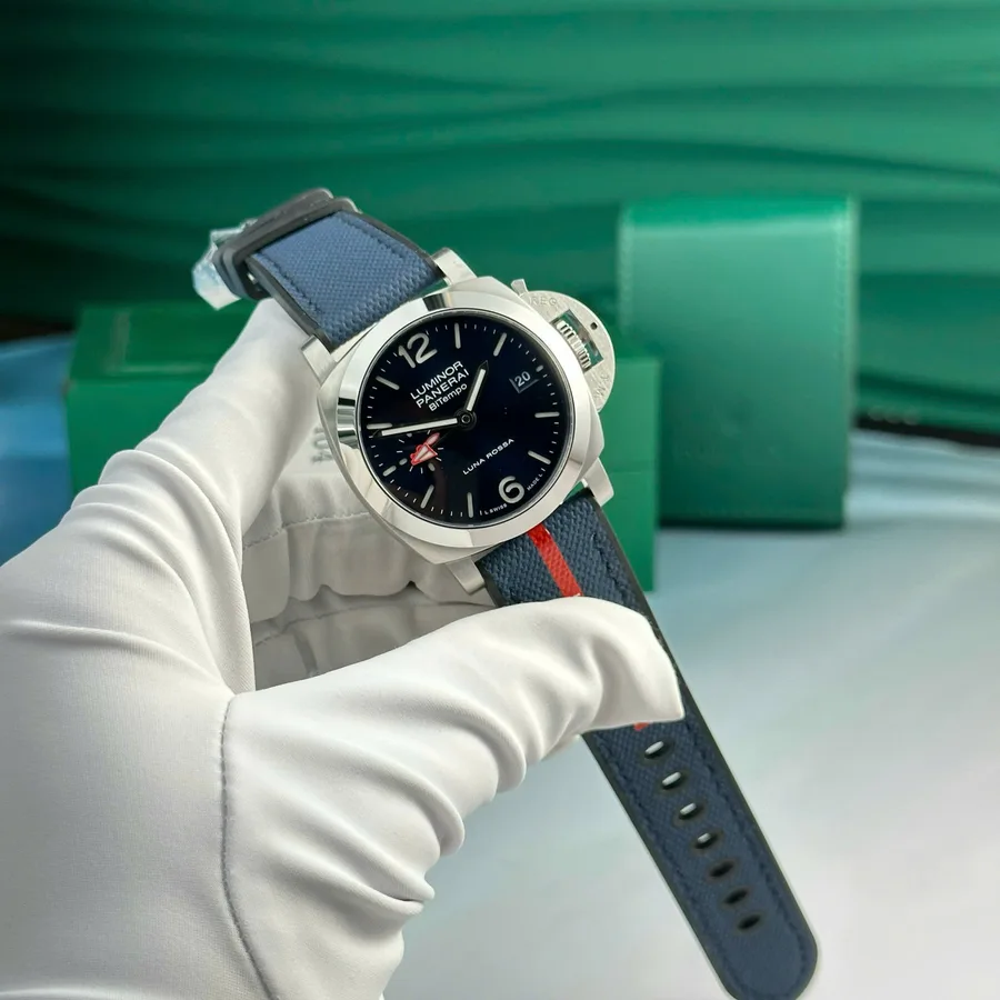 Panerai Luminor Quaranta BiTempo Luna Rossa PAM01404 Blue Dial Rubber Strap 40mm