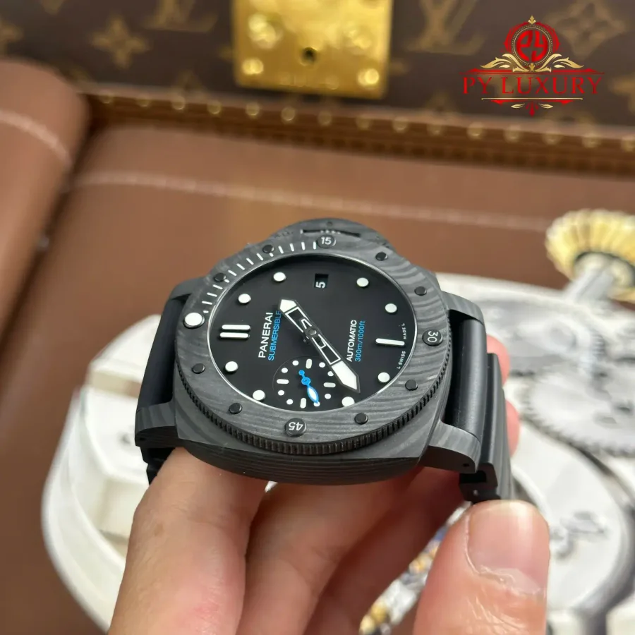 Panerai Submersible Carbotech™ PAM2231 Black Dial Rubber Band 42mm Super Clone Watch - Angle 2 - Jack Watches USA